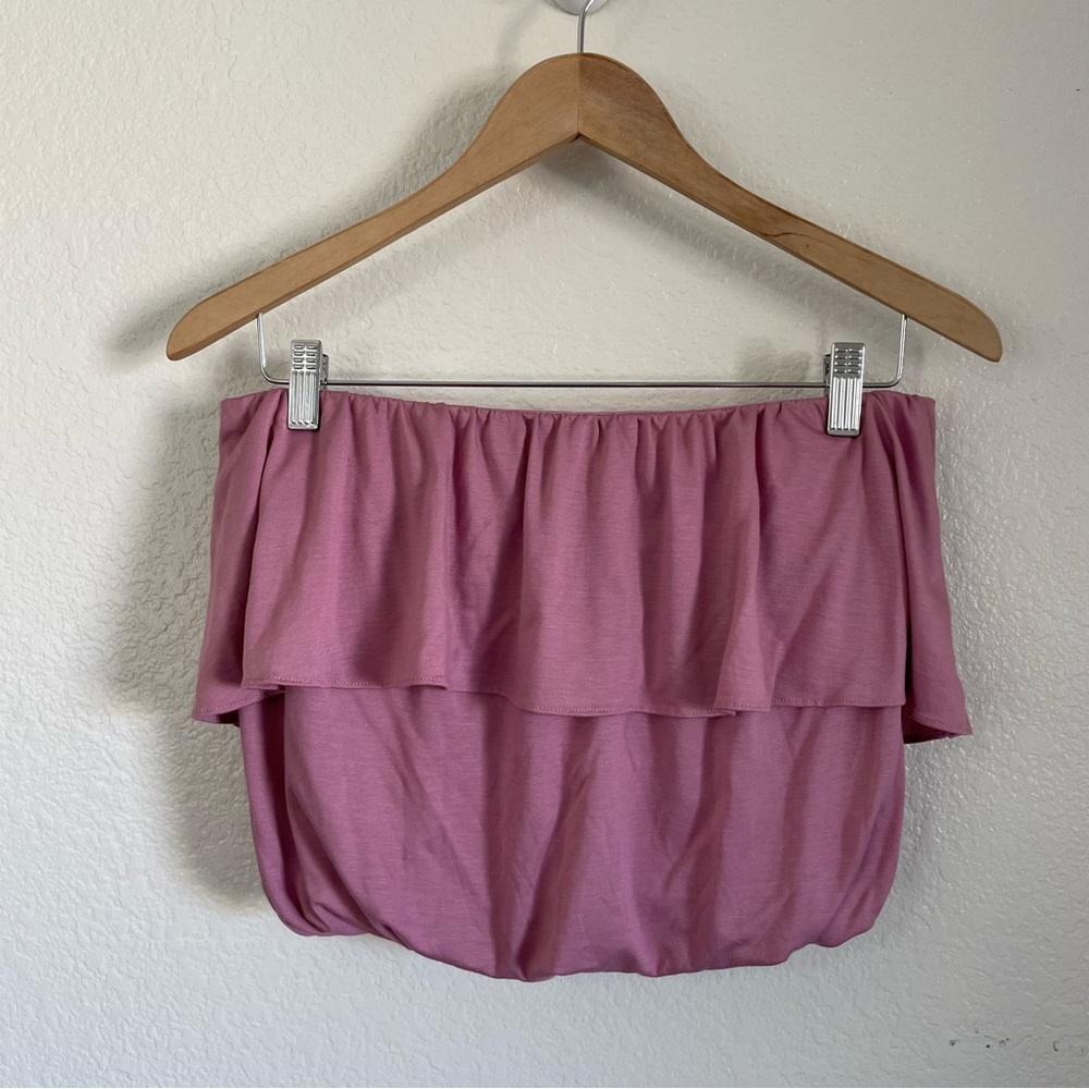 Anthropologie Strapless Tube Top Flounce Light Purple ish Pink Size Small